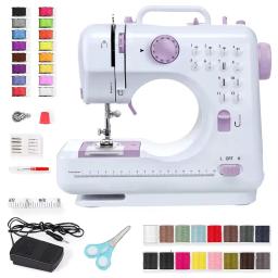 Mini máquina de costura portátil para iniciantes, 12 pontos embutidos, artesanato, conserto, com pedal, agregado familiar - Image 2