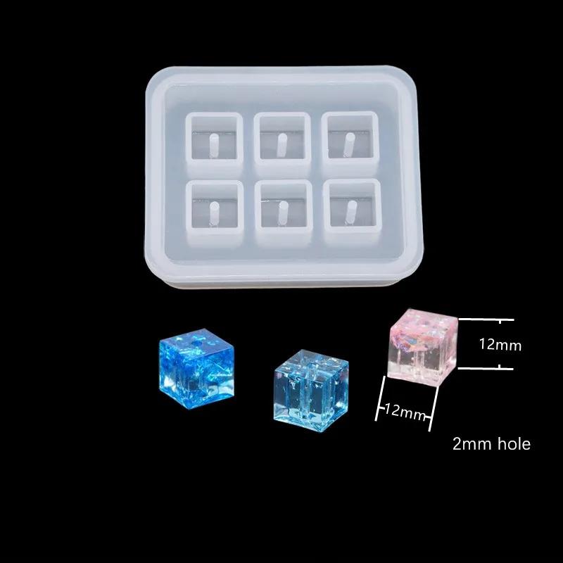 SNASAN-Molde De Silicone para Fazer Jóias, Molde De Resina Epóxi, Contas De Bola Com Furo, Feito À Mão, 6 Compartimento, 12mm, 16mm - Image 1