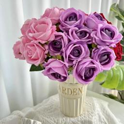 Rosa pérola artificial buquê de flor, arranjo floral acessórios, suporte fotográfico, presente do dia dos namorados, decoração de mesa em casa, vaso deco, 9 cabeças - Image 5