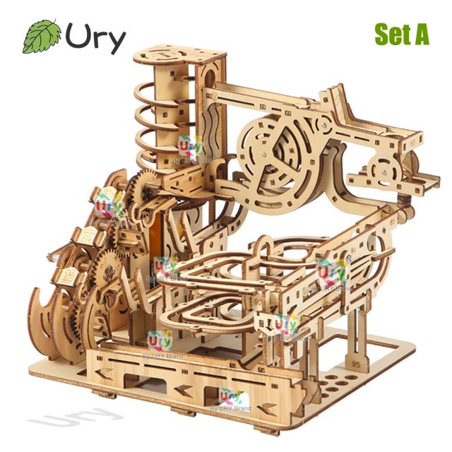 Ury Quebra-Cabeças de Madeira Catapulta Elétrica Modelo Mecânico 7 Bolas