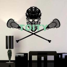 Jogador de lacrosse equipe esporte vinil decalque da parede sala menino arte decoração adesivo quarto porta mural - Image 6