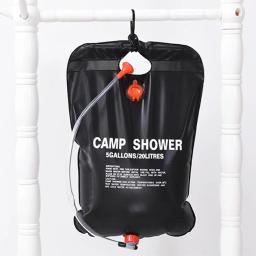Portátil solar aquecida chuveiro saco com mangueira, PVC banho água saco, Camping suprimentos, 20L - Image 1