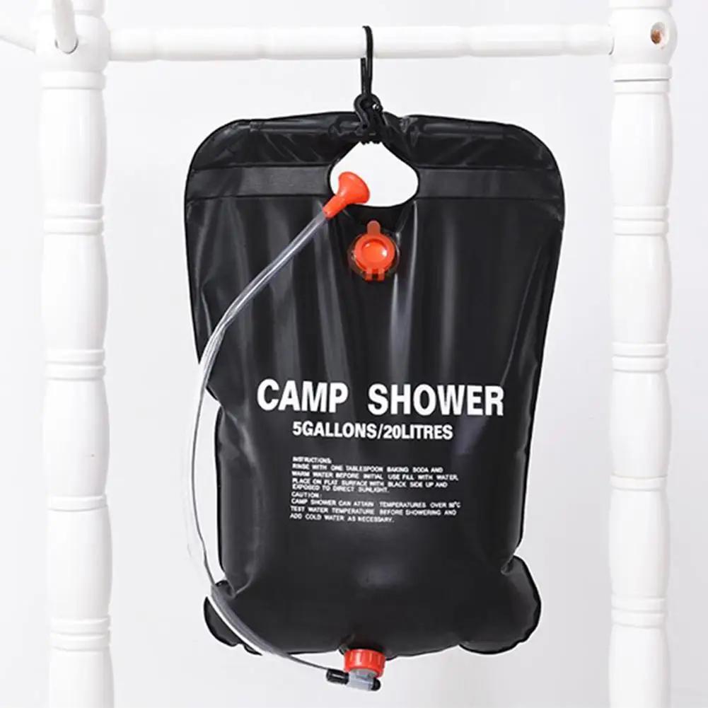 Portátil solar aquecida chuveiro saco com mangueira, PVC banho água saco, Camping suprimentos, 20L - Image 1