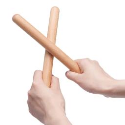 Baqueta de madeira para crianças, instrumento de percussão, brinquedos musicais, palitos de ritmo, fácil de usar, ferramentas manuais para acompanhamento, 1 par - Image 1