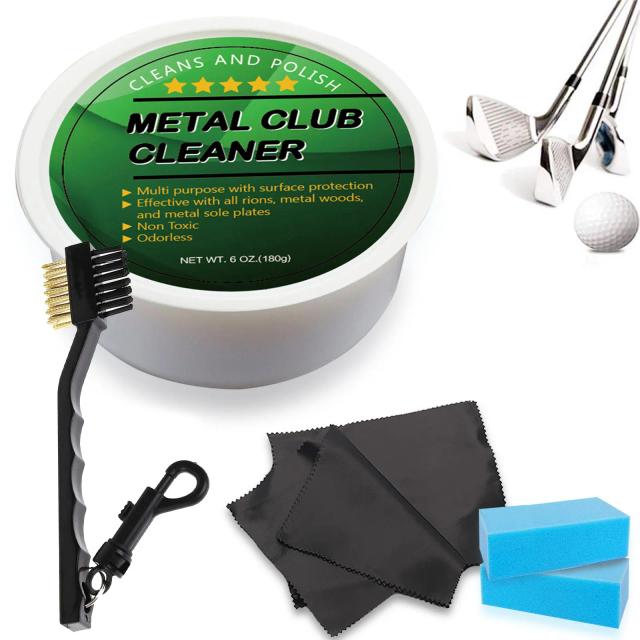 Kit de Polimento de Ferro de Golfe Limpador de Clube Solução de Limpeza Polonês Conjunto de Cuidados de Clube de Golfe Escova de Golfe Limpador Esponja Pacote de Valor