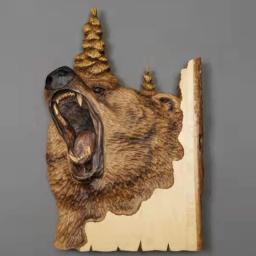 Pintado à mão Escultura de escultura em animais Artesanato de parede, Guaxinim de madeira Urso e veado, Decoração para casa, Presentes para sala, Novo - Image 4