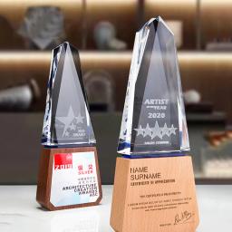 Troféu de cristal de madeira livre personalizado gravura a cores impressão cristal prêmio copo filme esportes prêmio personagem evento modelo lembrança - Image 3