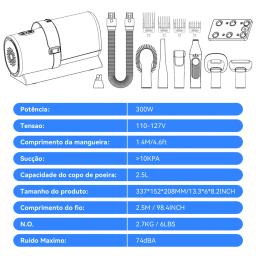 Newpet Aspirador de pó para pêlos de animais e kit para pêlos de cães com Copo de pó para pêlos de animais de estimação com capacidade de 2,5 L Escova para cães para aspirador de pêlos de animais - Image 6