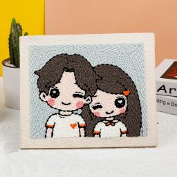 Amantes punch agulha bordado kits para iniciantes fio macio perfurador agulha bordado kit diy artes artesanato needlework decoração da sua casa - Image 2