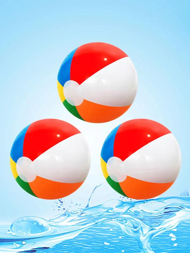 Bola de Praia Inflável Colorida para Festa na Piscina e Jogos Aquáticos - Conjunto com 3 Brinquedos Divertidos para Crianças