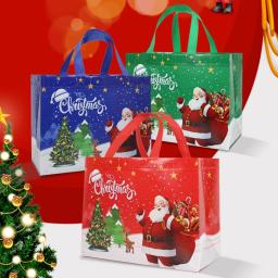 Sacolas de tecido não tecido de Natal, Papai Noel, Homem De Neve Impresso, Embalagem De Presente De Doces, Favores De Crianças, Presente De Ano Novo, Sacolas De Compras - Image 2