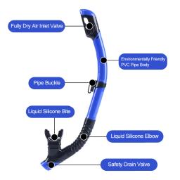 Tubo de respiração para adultos, snorkel completo, equipamento de mergulho, automático, válvula impermeável, produto comestível, bocal de silicone - Image 2