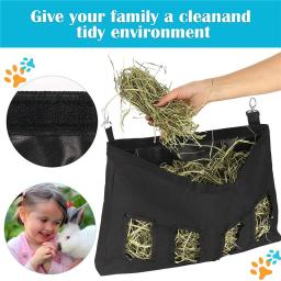 Saco de feno pendurado bolsa alimentador titular dispensador de alimentação recipiente para coelho cobaia pequenos animais estimação oxford pano - Image 2