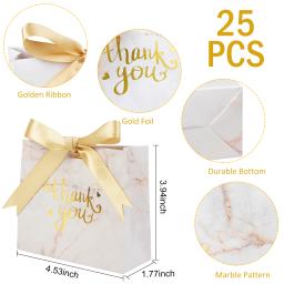 Caixa De Presente De Mármore Para Convidados, Decoração Do Favor Do Casamento, Obrigado, Chuveiro De Bebê, Fontes De Festa De Aniversário, Pacote De 25 - Image 2