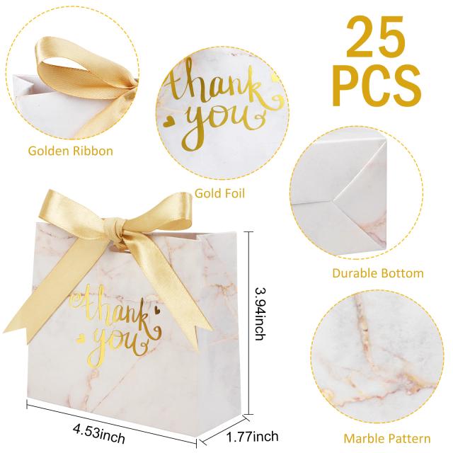 Caixa de Presente de Mármore para Convidados: Decoração Elegante para Casamentos, Chás de Bebê e Festas de Aniversário - Pacote de 25 Unidades