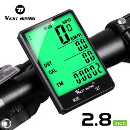 West bike-computador de bicicleta com tela grande, velocímetro, sem fio, com fio, sensor à prova d'água, odômetro, para ciclismo, 2.8 polegadas - Image 1