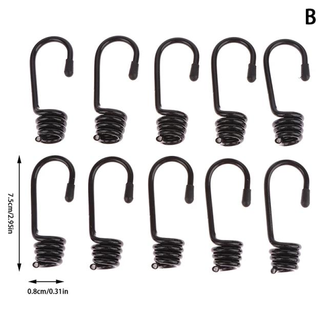 Gancho Espiral para Corda Elástica Marinha, Alça de Bagagem e Lona Amarrada - Conjunto com 10 Peças em 6mm e 8mm