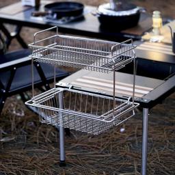 Tryhomy IGT Cesta de drenagem de acampamento de aço inoxidável cabide de camada dupla adequado para acampamento IGT rack de expansão lateral de mesa ﻿ - Image 6