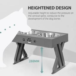 Cães tigelas duplas com suporte de altura ajustável animal de estimação tigela prato de alimentação médio grande cão alimentadores de água de alimentos elevados mesa de elevação do gato - Image 3