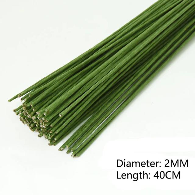Hastes Florais Verdes para Artesanato DIY - 100 Peças para Arranjos de Flores Artificiais