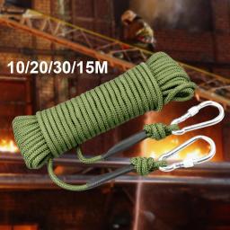Corda de escalada com arame de aço, equipamento escalada com ganchos, corda paraquedas verde, para sobrevivência, escalada no gelo, 8 mm - Image 4