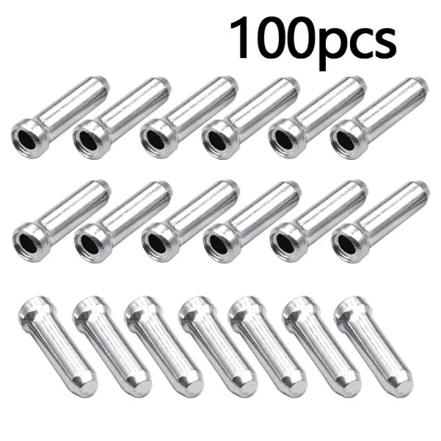 100Pçs Pontas De Cabo De Freio De Bicicleta | Alumínio Resistente Para Câmbio e Freio | Acessório Essencial MTB | Proteção e Durabilidade Máxima!