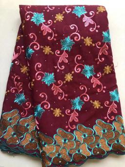 Tecido de renda suíço africano Voile, tecidos nigerianos de renda seca com pedras, casamento costurar, algodão, alta qualidade, por atacado, 2023 - Image 3