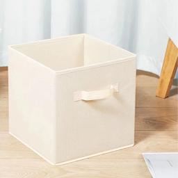 Caixa de armazenamento cinza bege, pode ser dobrado, aberto, gaveta de arte de pano, caixa de armazenamento quadrada - Image 5