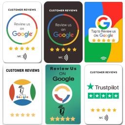 Cartões de revisão NFC Tap Cartão de avaliações do cliente do Google Aumente suas avaliações de 5 estrelas para sua empresa - Image 1