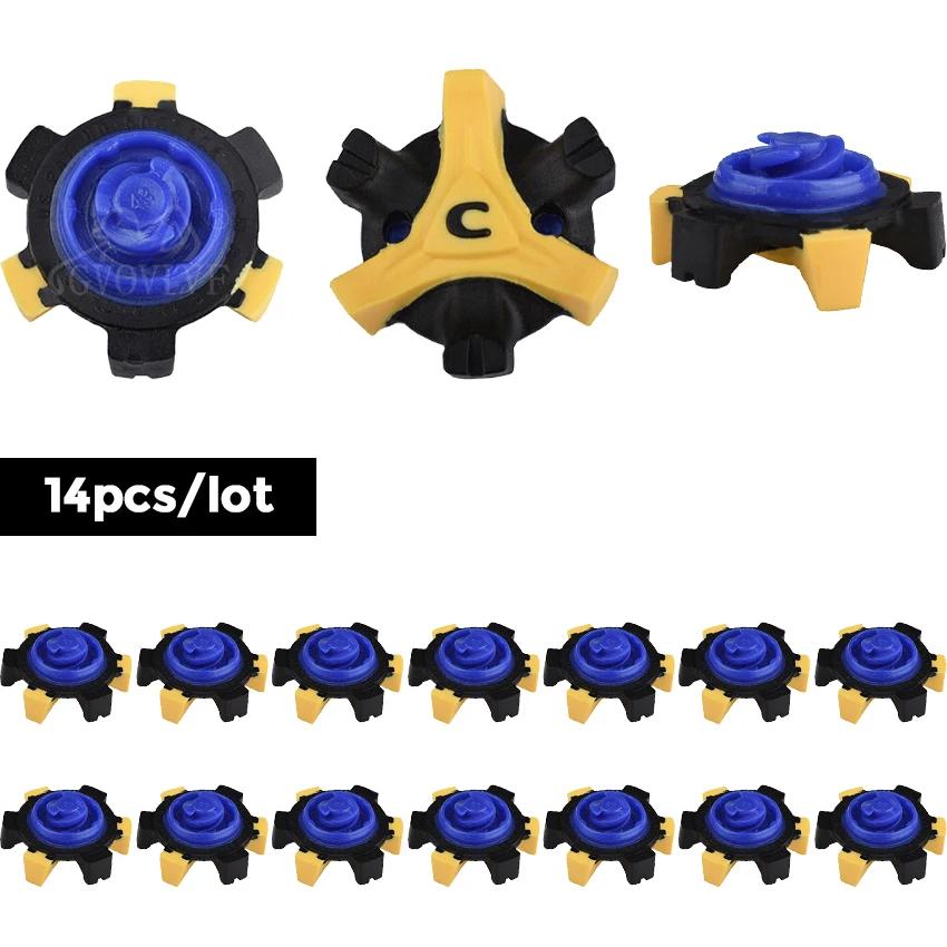Sapato de golfe espigões substituições, altura do dente 5mm, sapato de golfe grampos, fácil instalação, azul preto e amarelo, 14pcs por pacote - Image 1