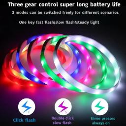 LED Luminous PVC Dog Collar, impermeável, USB Luz, Segurança Noturna, Brilhante Acessórios Pet, Grande, Médio, Cães pequenos, Novo - Image 3