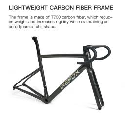 IREFOX Quadro de bicicleta de carbono completo, leve, compatível com disco de bicicleta de estrada, roteamento interno oculto, conjunto de quadro de estrada de carbono - Image 5