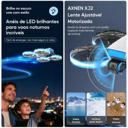 AXNEN XJ2 Mini Drone com Câmera HD Dupla FPV, Quadricóptero Dobrável RC para Crianças Adolescentes Iniciantes, Motor Brushless, Altitude Hold, Decolagem com Um Toque, Presente Ideal com Protetor - Image 4