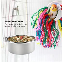 Alimentador De Gaiola De Pássaro De Aço Inoxidável, Comida e Água Alimentando Bowl, Acessório Periquito - Image 2