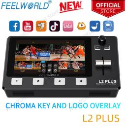 Feelworld-Multi-Camera Video Switcher, LCD Touch Screen, Chroma Key, sobreposição de logotipo, personagem do casamento, entrevista, L2 Plus, 5,5" - Image 1