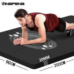 Tapete esportivo grosso de 200 cm x 90 cm Tapete de fitness grosso para yoga pilates e meditação com alça portátil ideal para yoga esportivo antiderrapante perfeito para exercícios e fácil de transportar - Image 1