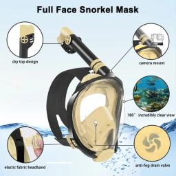 Máscara De Mergulho De Rosto Completo Snorkel, Correia De Liberação Rápida, Silicone Líquido, Alta Qualidade - Image 2