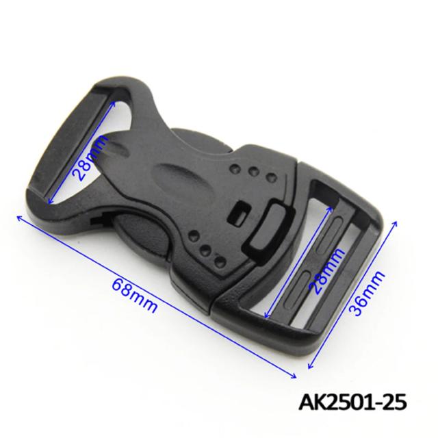 AK2501 Fivelas de Plástico Preto Dupla Ajustável 25mm 1 Polegada 10 Peças