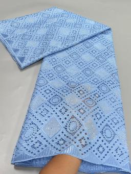 Tecido de renda suíço africano voile, 100% bordado furado, vestuário nigeriano, roupas de costura, pele saudável, branco, 100% algodão, original, 2024 - Image 4