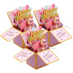 3D Surprise Birthday Pop Up Cartão, Festa criativa Decorar, Desejos Desejos, Nota de bênção, Garoto, Menina, Menino, Adulto, 3pcs - Image 1