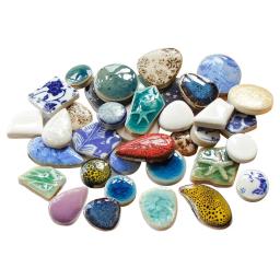 Telha cerâmica irregular do mosaico, fragmentos em forma, pedra livre, peças de porcelana, material artesanal, colagem pequena, DIY, 100g - Image 1