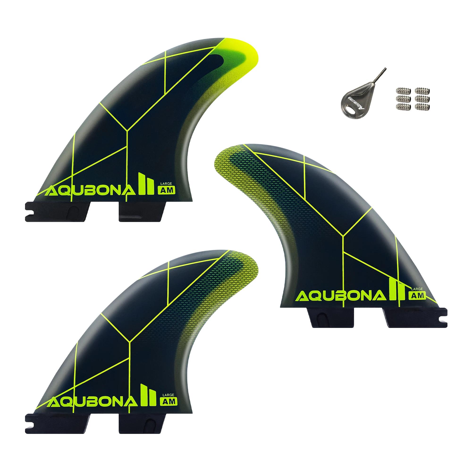 Conjunto de aletas de propulsor de prancha de surf, 3 aletas para estilo fc2, caixa de aleta reforçada com fibra de vidro, alto desempenho, tamanho l com chave de aleta e parafusos - Image 1
