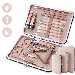 Profissional Manicure e Pedicure Set, Cortador de Unhas Ingrown Nipper, Caso De Couro De Luxo, Ouro Rosa, Venda Quente, 18 em 1 - Image 5