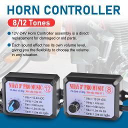 Controlador Eletrônico de Som Musical, Pro Horn Speaker, Caixa de Controle de Som com Comutação de Volume, 12-24V, 8 e 12 - Image 4