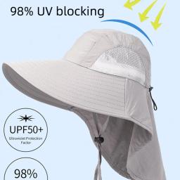 Chapéu protetor solar com aba grande para homens e mulheres, anti-UV, trabalhador ao ar livre, cobertura total do rosto, proteção do pescoço, chapéu de pescador, viseiras, verão - Image 2