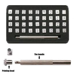 Couro Seal Gravura Artesanato Conjunto de Ferramentas, Aço Alfabeto Número Selo, Couro Artesanato Selos, Molde De Impressão De Metal, DIY Set, 36Pcs - Image 1
