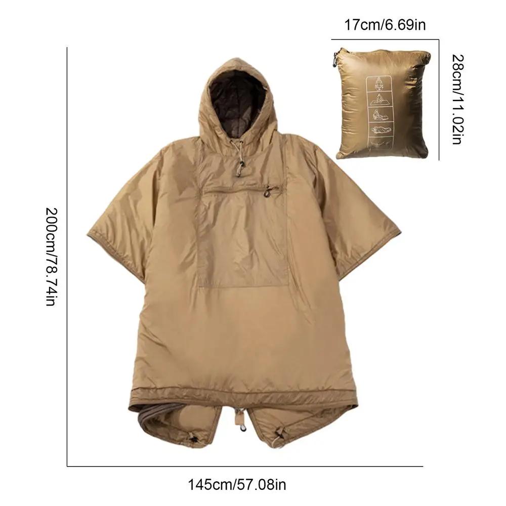 Saco de dormir Wearable Camping, Poncho Leve, Saco de dormir acampamento, Capa de capa, Cobertor encapuzado, Resistente à água, Inverno - Image 1