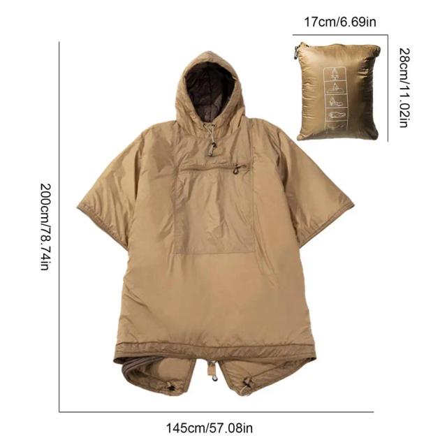 Saco de Dormir Wearable para Camping: Poncho Leve, Capa Encapuçada, Cobertor Resistente à Água para Inverno