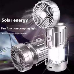 Lanternas de acampamento portáteis com ventilador elétrico, LED, energia solar, barraca suspensa, recarregável, lâmpada de emergência ao ar livre, 1500mAh - Image 2
