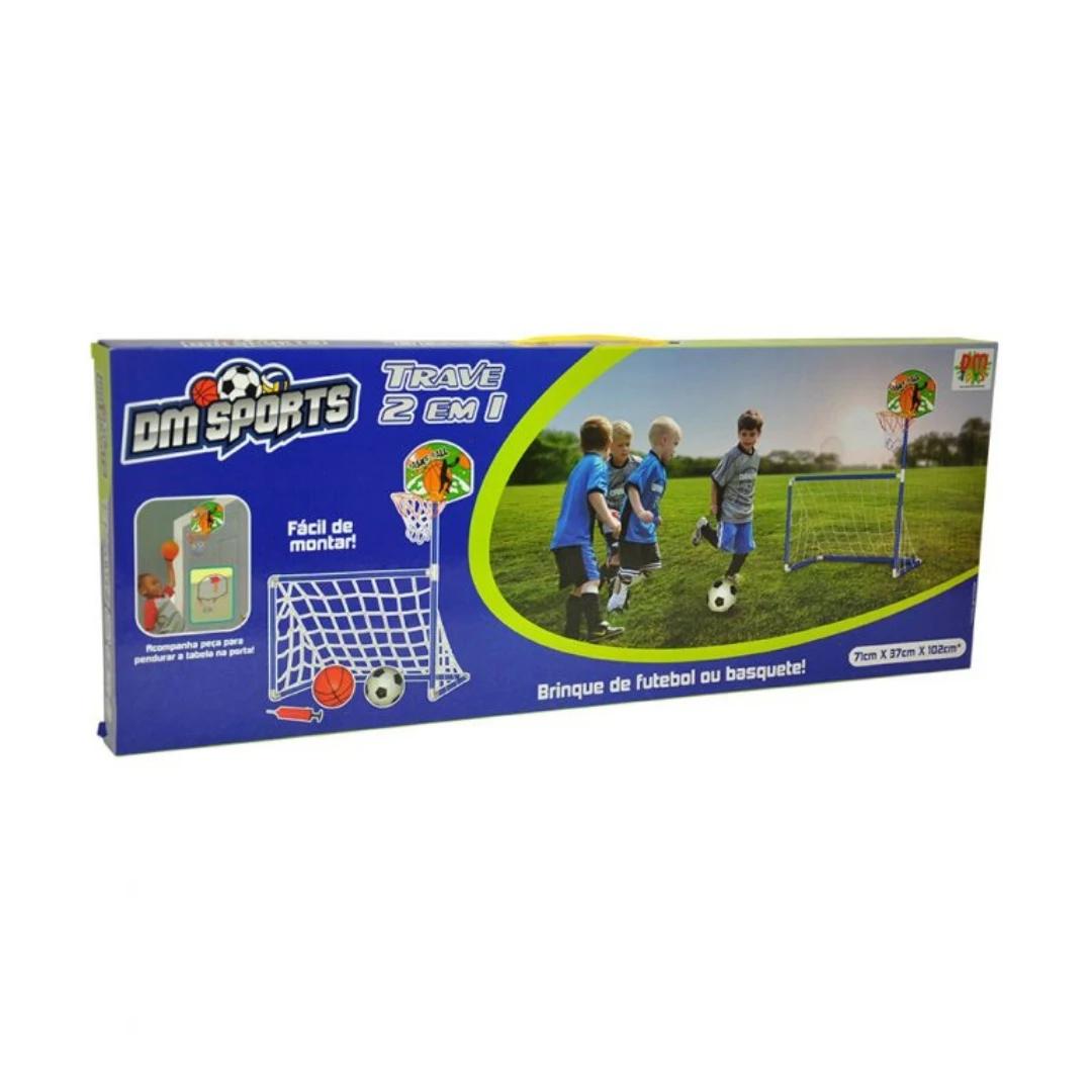 Trave 2 em 1 Futebol Golzinho e Cesta Basquete com Bomba Bola DM Toys DMT5936 - Image 1
